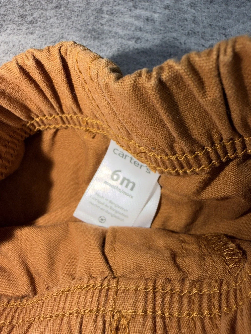 Carter's Baby 6M Baby Boy Girl 100% Cotton Pants Tan Khaki Brown Stretch